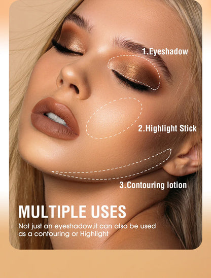 LANGMANNI 16-Color Pearl Waterproof Eyeshadow Stick – Long-Lasting Color & Face Highlight