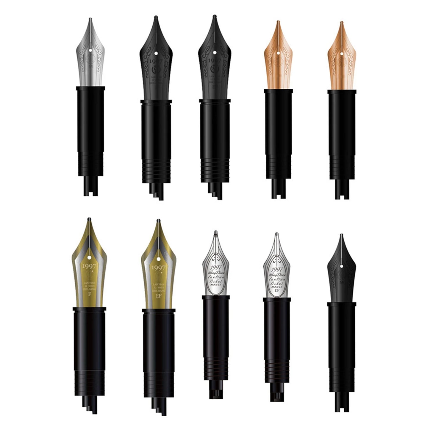 HongDian Fountain Pen Nibs — F/EF/B Replacement Tips for Pens, Spare Nibs for Office & Practice Use