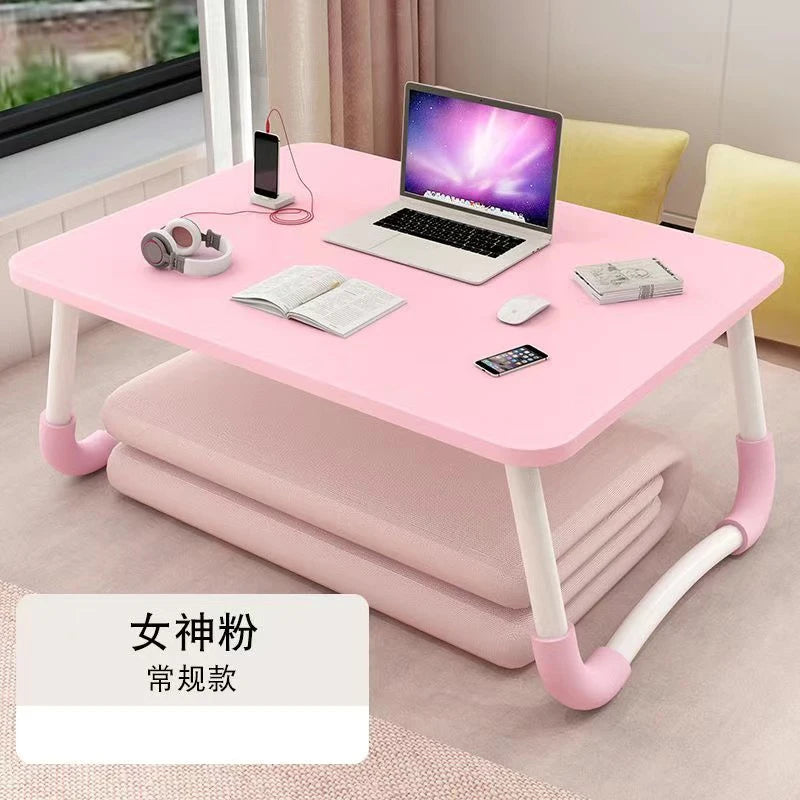 Foldable Laptop Desk for Bed & Sofa – Portable Lap Table with Cup, Book Holder, Drawer, and USB Slot
