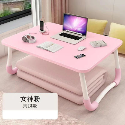 Foldable Laptop Desk for Bed & Sofa – Portable Lap Table with Cup, Book Holder, Drawer, and USB Slot