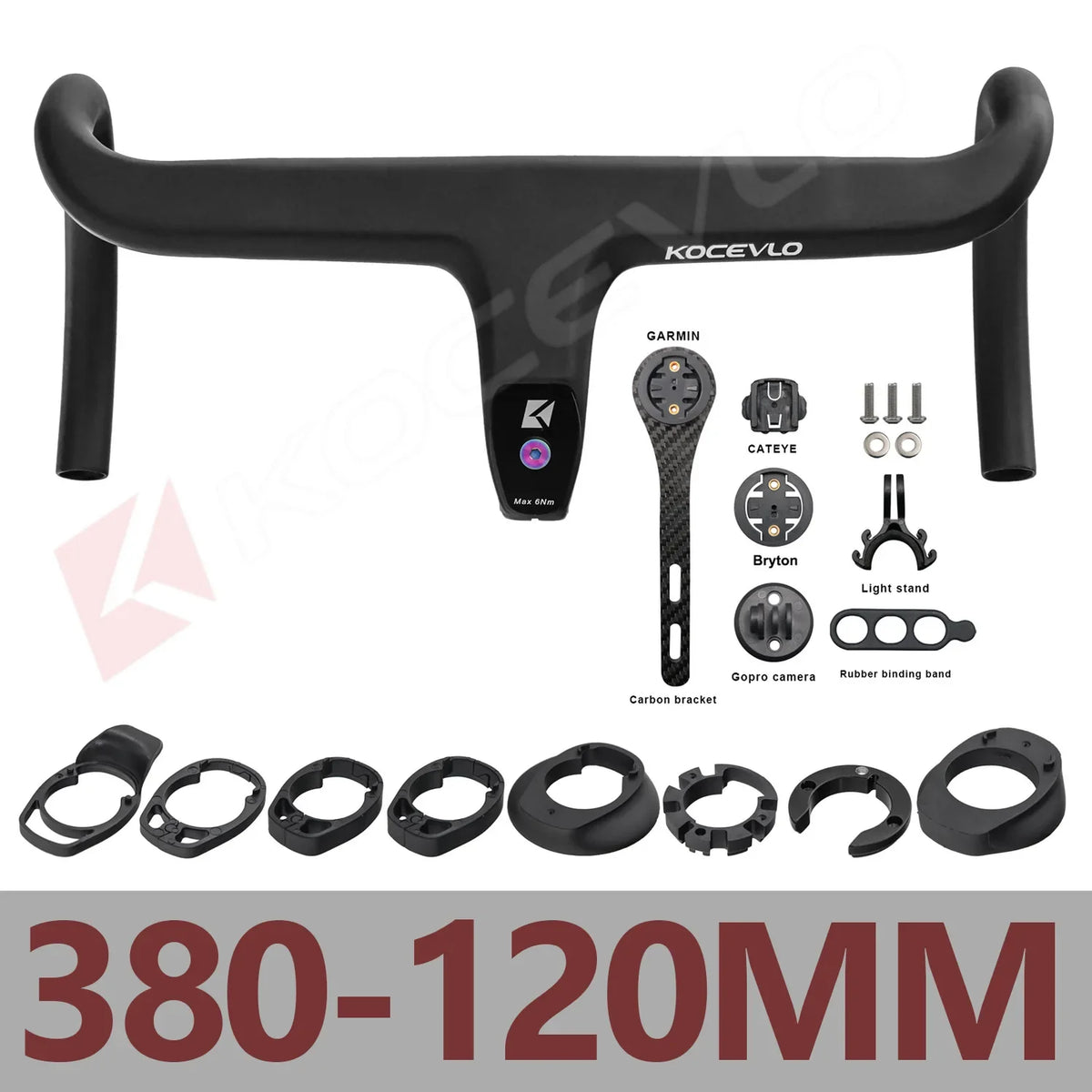 KOCEVLO Carbon Fiber Road Bike Handlebar - Integrated Internal Cable Routing Drop Bar with Computer Mount and Washers