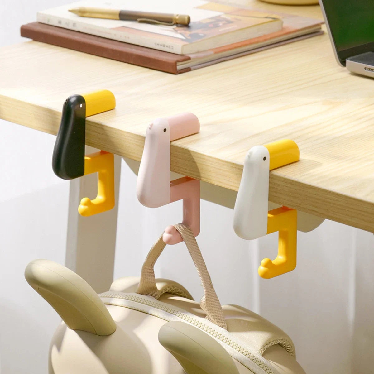 Thinking Duck Portable Hook — Non-Punching Hanging Decor for Table, Wall, Wallet & Handbag, Student & Office Supplies
