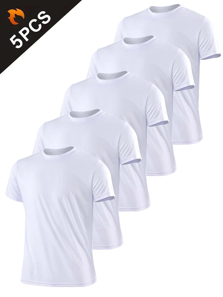 5PCS Men’s Quick Dry Sports T-Shirts – Ultralight Breathable Workout Tops for Running, Training & Gym