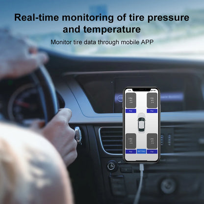 Car TPMS Bluetooth 5.0 Tire Pressure Monitoring System – Motorcycle & Car Tyre Sensor with iOS/Android App Display