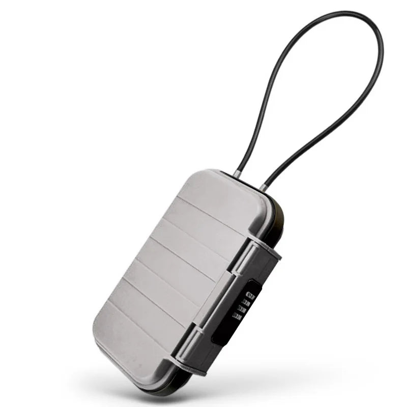 Portable Travel Safe Box – Large Capacity Security Lockbox with Code & Key, Waterproof, Removable Cable Handle
