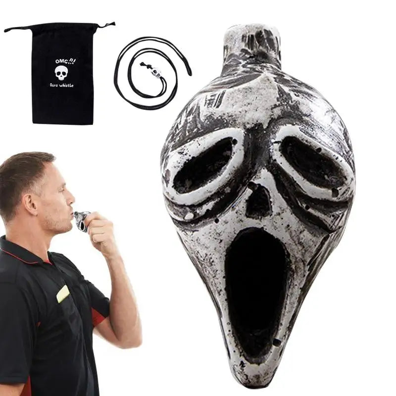 Death Whistle – Skull-Shaped Aztec Screaming Whistle for Halloween, Loud Human Sound Effect Prop