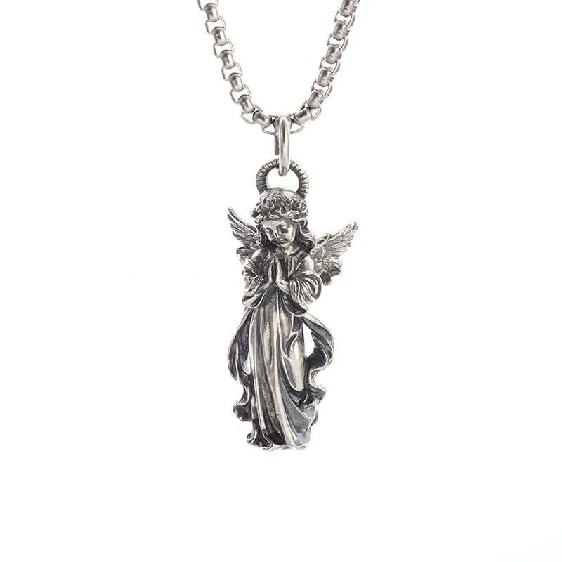 Gothic Skull Jesus Cross Necklace – Punk Catholic Amulet Jewelry for Men, Religious Pendant