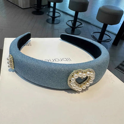 Black & White Camellia Embroidery Hairband – Woolen Weave Padded Headband for Women, French Fashion, Autumn/Winter 2023