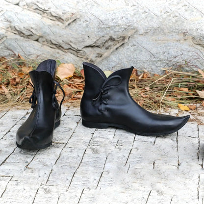 Vintage Medieval Pointed PU Leather Boots - Renaissance Knight Hunter Prince Pirate Cosplay Shoes