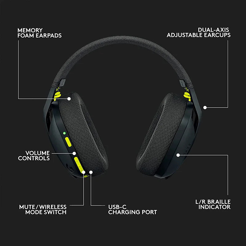 Logitech G435 LIGHTSPEED Bluetooth Wireless Gaming Headset – Over-Ear Surround Sound Headphones for PC, Laptop, Games & Music