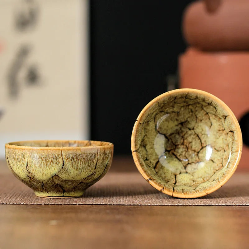 45ml Household Ceramic Teacup – Kiln Change Satin Blue Master Cup for Tea Tasting & Jianzhan Teahouse Teaware
