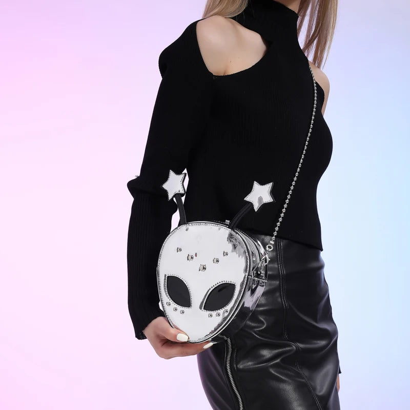 Alien Pattern PU Leather Shoulder Bag – Halloween Chic Crossbody Messenger Purse for Women & Girls