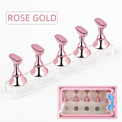 5PCS Magnetic Nail Tip Holders - Crystal Base False Nail Practice & Nail Art Display Stand