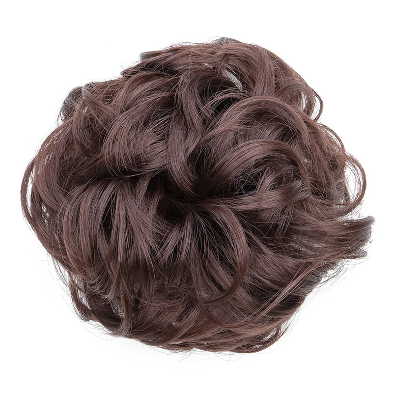 Synthetic Messy Bun Chignon Donut – Blonde & Brown Hair Bun Pad, Elastic Hair Rope, Rubber Band Hair Extensions for Women