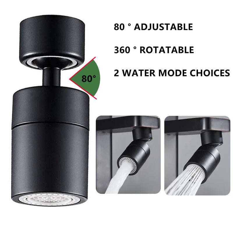 2-Mode Kitchen Faucet Spray Head - 360° Rotating Sink Aerator Nozzle with Adjustable Water Flow Filter & Splash Control