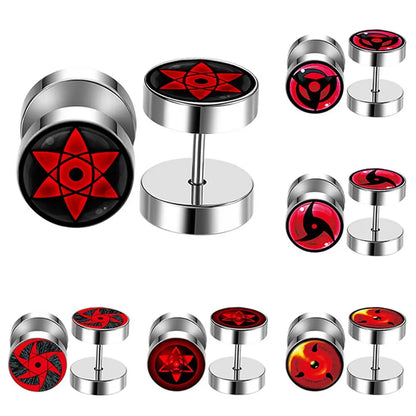 Anime Naruto Earrings – Uzumaki & Uchiha Itachi Sharingan Studs, Cosplay Accessories for Men, Women & Girls Gift
