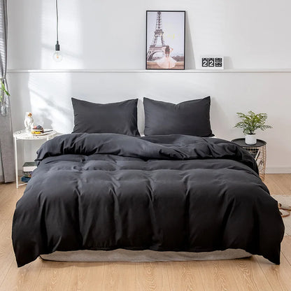 Nordic Solid Color Sanding Duvet Cover Set – 220x240cm Queen King Bedding with Pillowcases (No Sheet)