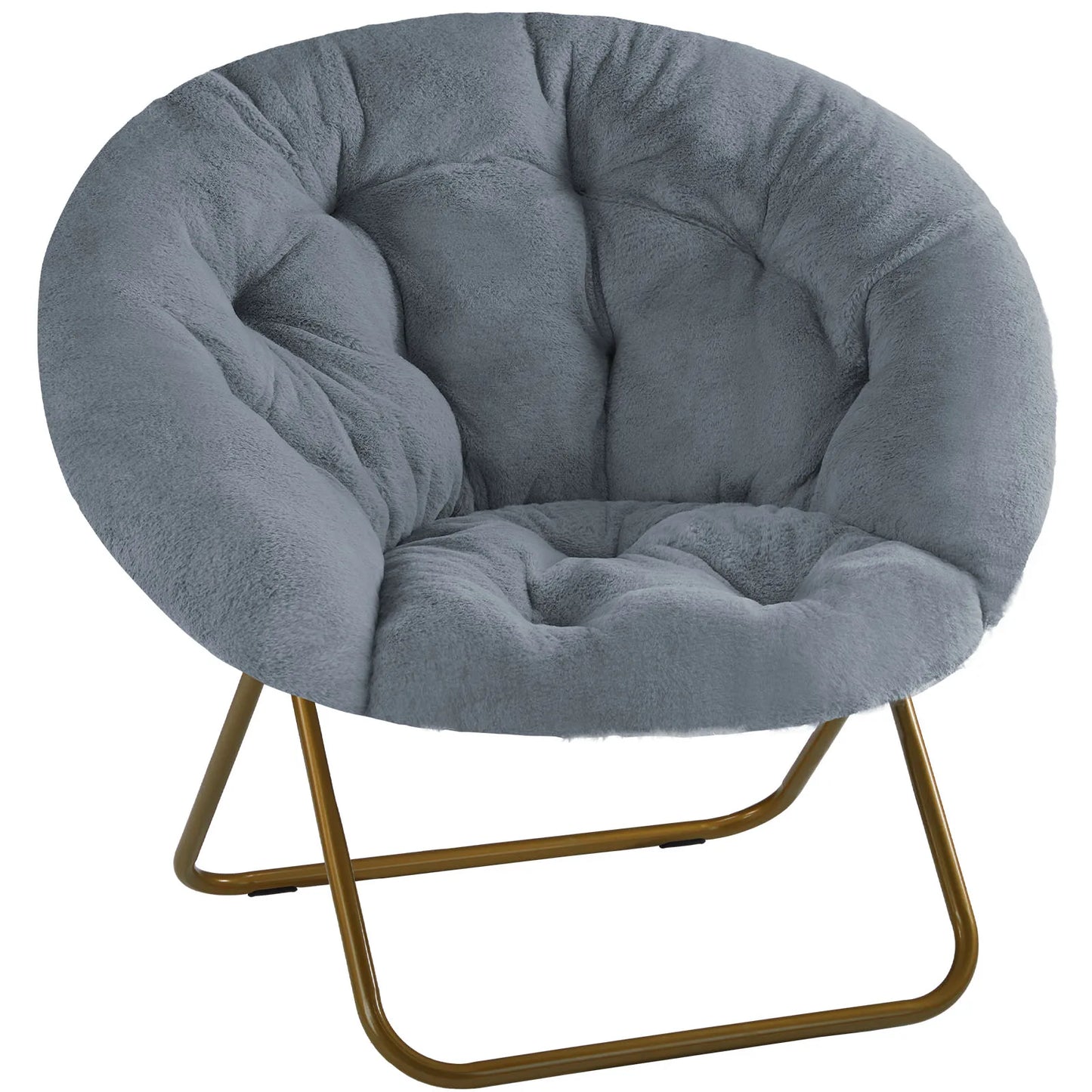 Cozy Saucer Chair – Faux Fur Folding Lounge Chair with Thick Padded Seat & Metal Frame, X-Large for Living Room & Reading