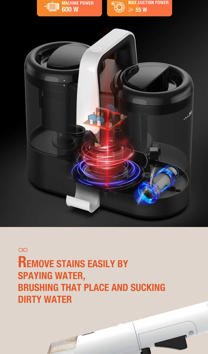 Mamnv Spot Cleaner - 600/450W Handheld Carpet Cleaner with 15/11KPa Suction, Integrated Spray Suction Machine for Sofas & Curtains