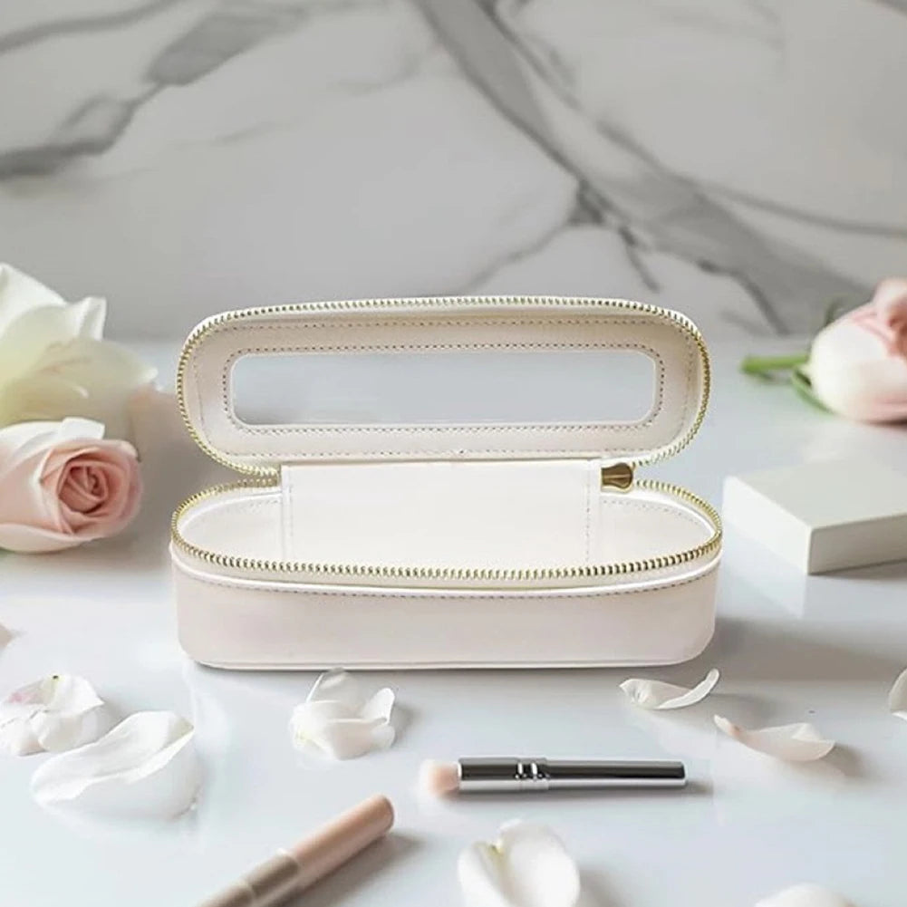 Women’s PU Transparent Makeup Brush Bag – Dual Zipper Travel Cosmetic Brush Holder Case