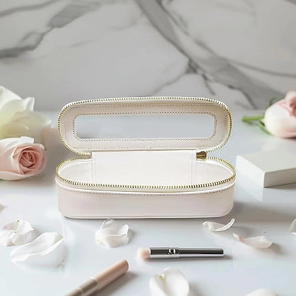 Women’s PU Transparent Makeup Brush Bag – Dual Zipper Travel Cosmetic Brush Holder Case