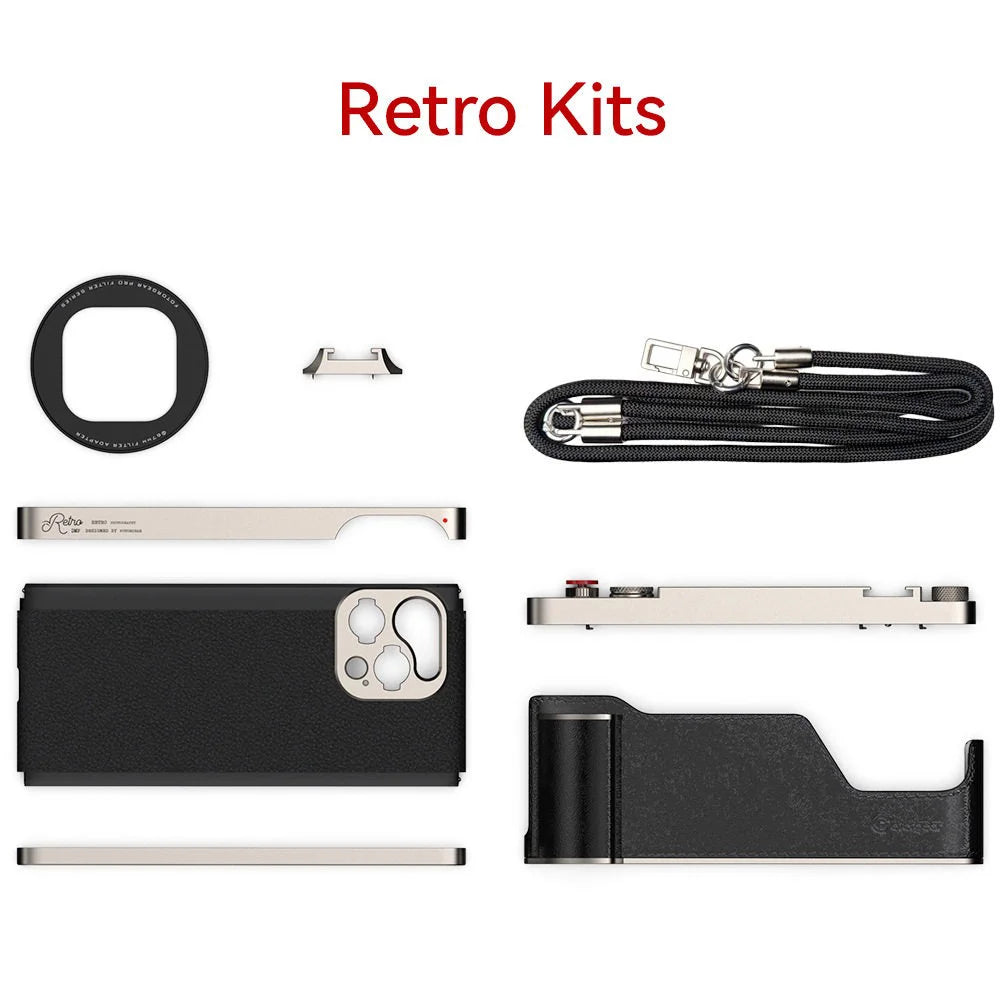 Fotorgear iPhone 17 Retro Camera Case Kit - Classic Photography Accessories with T-Mount Support for External Lenses