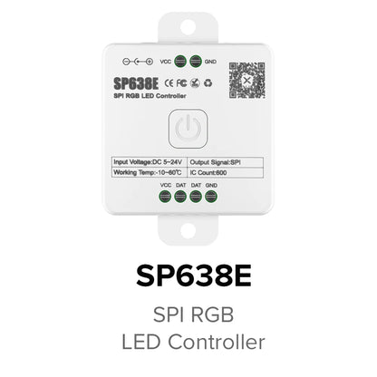 SP630E All-in-One LED Controller 5CH PWM SPI, RGB/RGBW/CCT Music Sync Bluetooth, Compatible with WS2812B WS2811 SK6812 FCOB 5050 5V–24V LED Strip