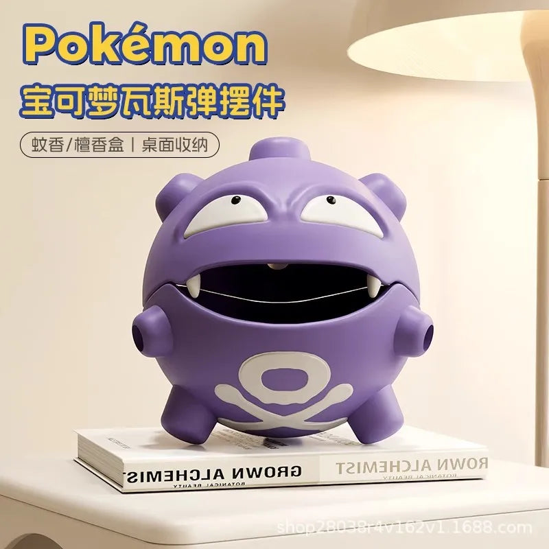 Cartoon Koffing & Gastly Mosquito Coil Tray – Cute Anime Incense Holder, Indoor Desktop & Car Decoration, Grimer Figure Toy