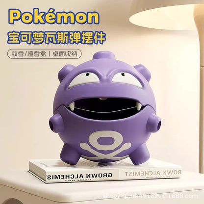 Cartoon Koffing & Gastly Mosquito Coil Tray – Cute Anime Incense Holder, Indoor Desktop & Car Decoration, Grimer Figure Toy