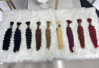 Pre-Colored Brazilian Deep Wave Bulk Human Hair - No Weft, Remy Hair Extensions, 14-28 Inch for Crochet Braids