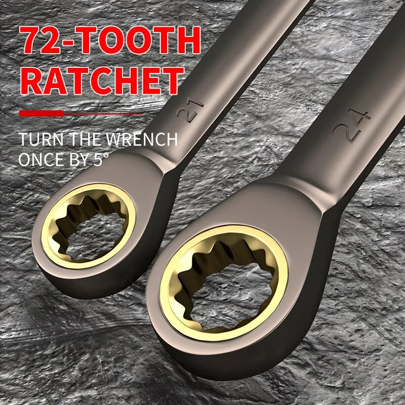 12pcs/6pcs Dual-Use Ratchet Head Quick Wrench Set - 72 Teeth Hardware Tools - 180 Degree Rotation