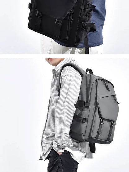 15 Inch Polyester Waterproof Men’s Backpack – Simple, Fashionable Student & Couple Computer Bag