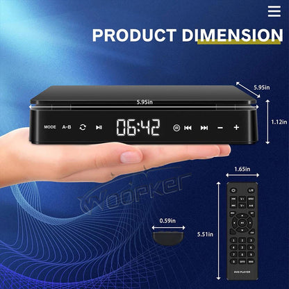 Woopker HD DVD Player – HDMI & AV Connection, USB Input, Headphone Output, LED Touch Screen, 1080P Type-C 5V/2A