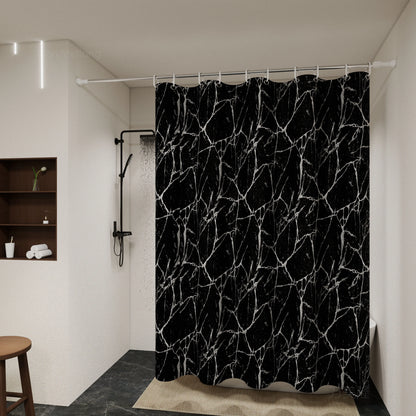 Black Marble Shower Curtain - Stylish Bathroom Partition & Toilet Privacy Curtain