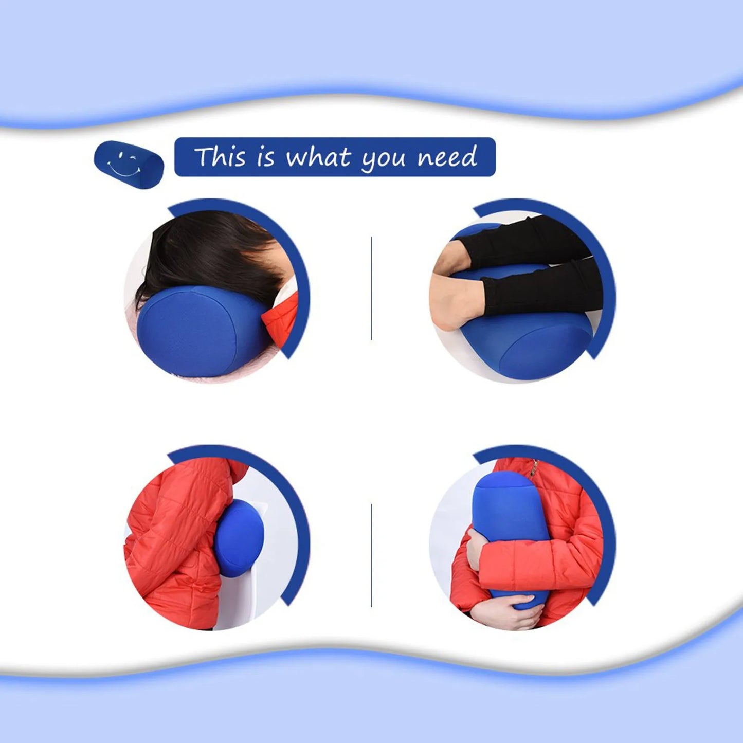 Solid Color Cylindrical Neck Pillow – Washable Round Cushion for Bedroom, Seat, Headrest & Travel Support