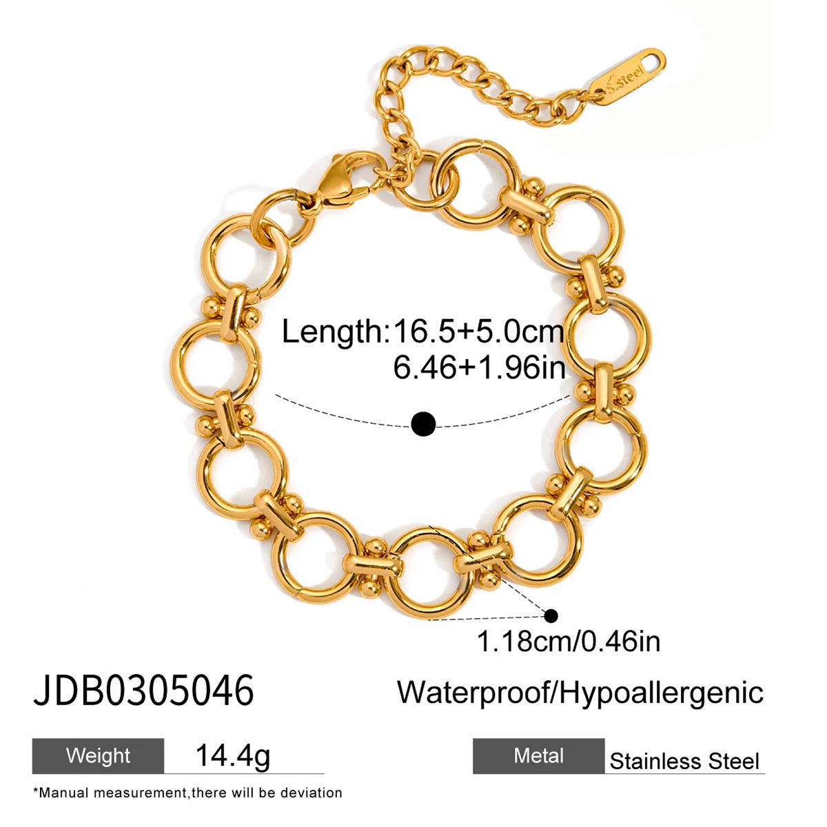Minimalist 18K Gold Plated Water Drop Pendant Bracelet – Stainless Steel Rhinestone Black Oil Drop Moon Design Jewelry for Women