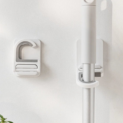 Self-Adhesive Wall Mount Broom Mop Clip Holder - Kitchen & Bathroom Storage Organizer Rack for Brooms, Brushes, and Mops - Multi-Purpose Hook