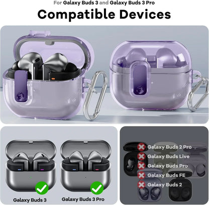 Buds3 Pro Lockable TPU Case – Transparent Protective Shell with Cleaning Kit for Samsung Galaxy Buds 3/3 Pro