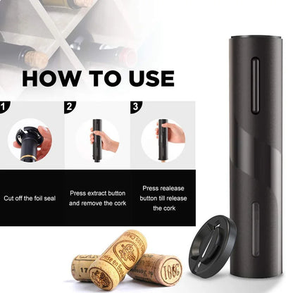 Electric Wine Opener - Automatic Corkscrew with Stand Holder, Foil Cutter, and Beer Bottle Opener - Kitchen and Bar Can Opener