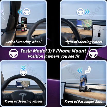 360° Rotatable Magnetic Phone Mount Holder for Tesla Model 3/Y - Compatible with 4.7-6.7inch Devices, Magsafe Support