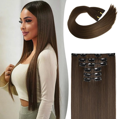 Clip-In Hair Extensions – Thick & Long Lace Weft Synthetic Hairpieces for Women