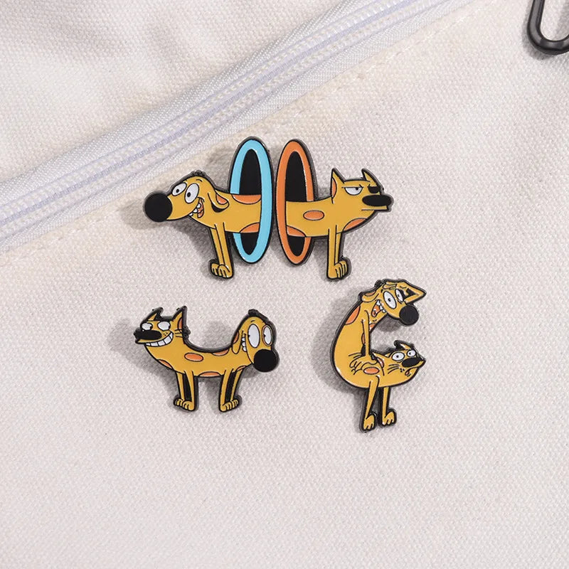 Colorful Cat & Dog Anime Brooch – Cartoon Pin for Clothing, Collars, and Film & TV Accessories