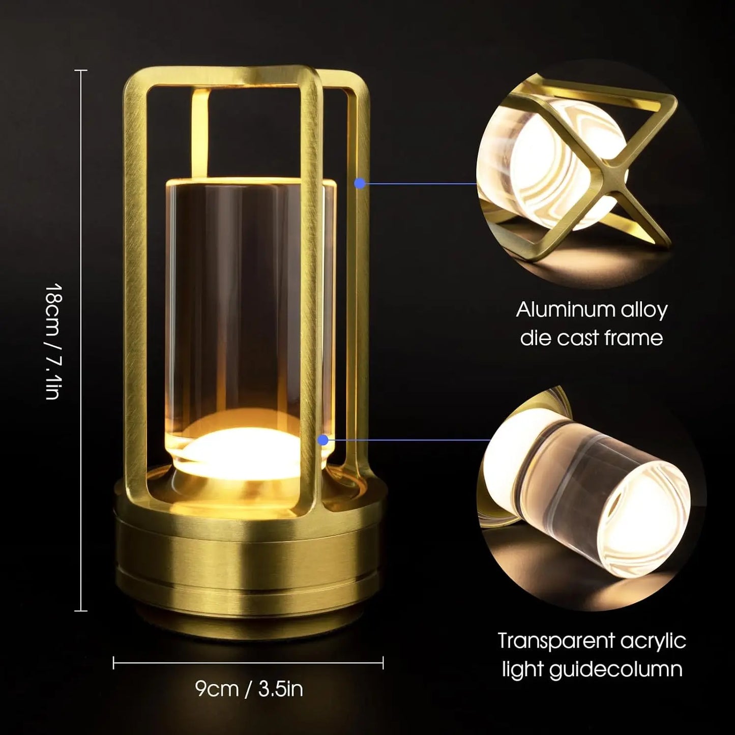 Wireless LED Touch Sensor Table Lamp - Rechargeable Desktop Night Light for Bedroom, Hotel, Bar & Restaurant Decor