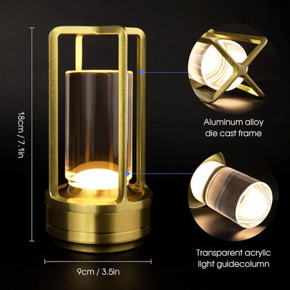 Wireless LED Touch Sensor Table Lamp - Rechargeable Desktop Night Light for Bedroom, Hotel, Bar & Restaurant Decor