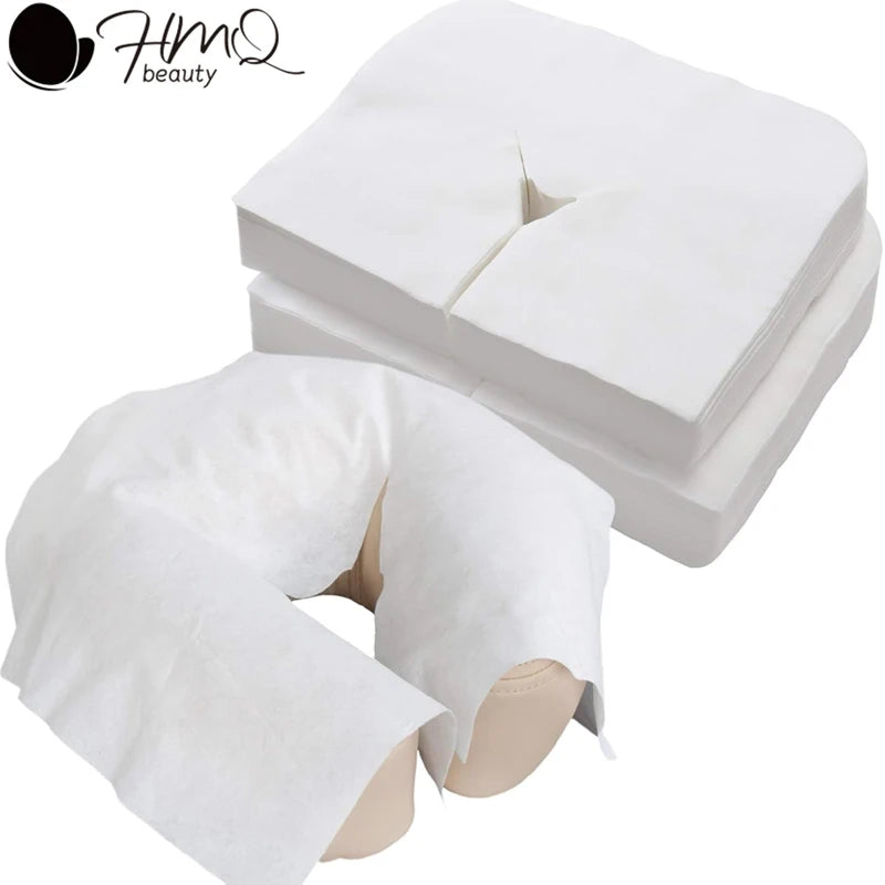 500/100PCS Disposable Face Cradle Covers – Soft Non-Woven Headrest Paper for Massage, Spa & Salon Beauty Supplies