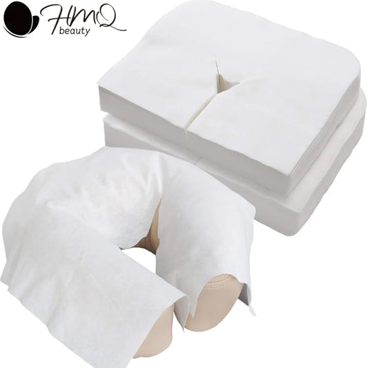 500/100PCS Disposable Face Cradle Covers – Soft Non-Woven Headrest Paper for Massage, Spa & Salon Beauty Supplies