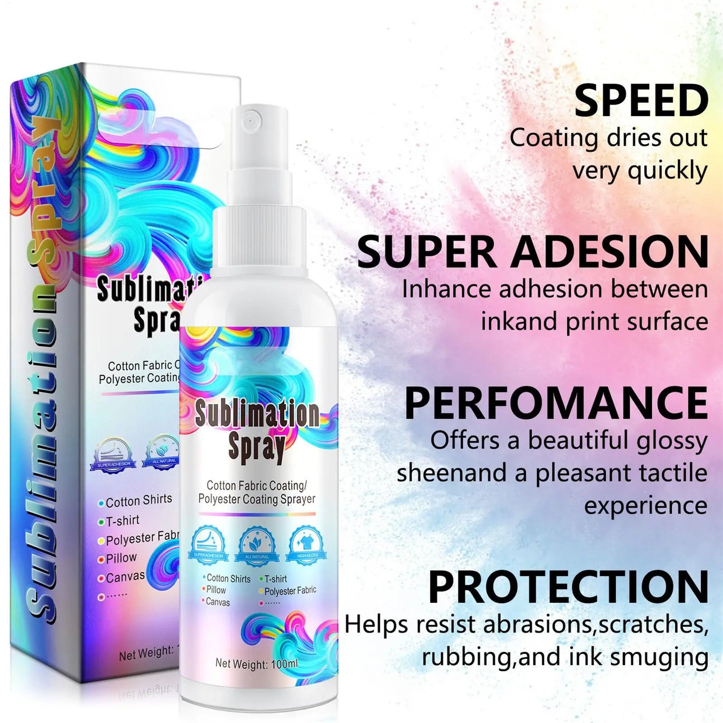 100ml Quick Dry Sublimation Protective Coating Spray – No-Bake Art Fixing & Decontamination Spray for Home & Craft Use