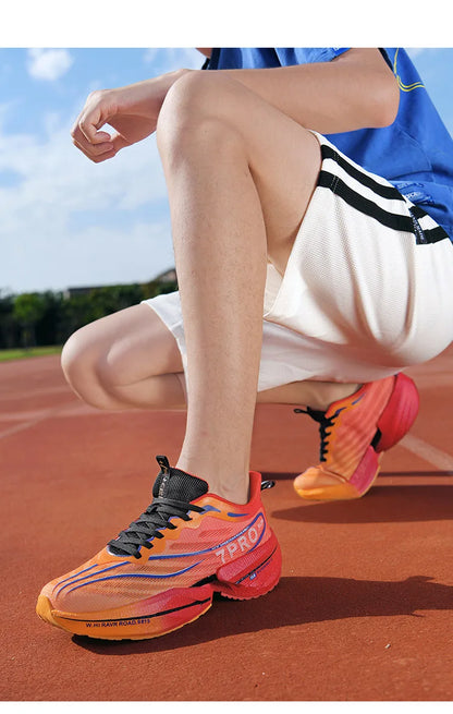 New Men's Carbon Plate Sneakers – Outdoor Soft Sole Mesh Sports Shoes, Lightweight Anti-Slip Running Shoes, Casual Couple Tennis Shoes