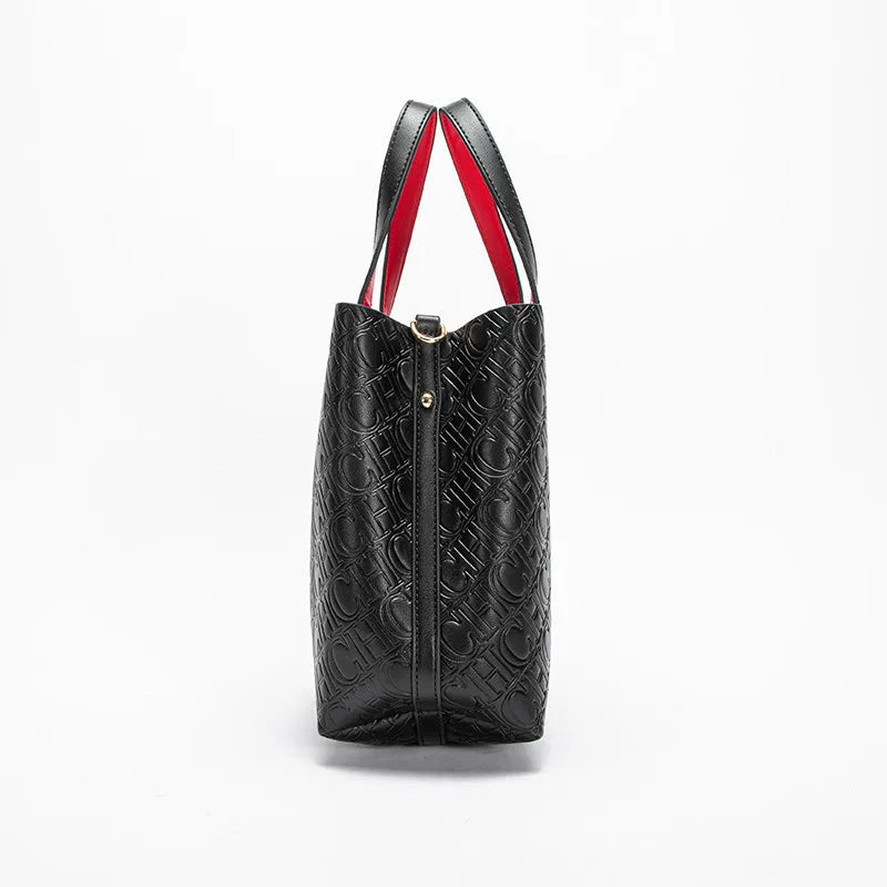 CH Fashion Women’s Shoulder Bag – Large Capacity Casual PU Leather Handbag with Embossed Letters