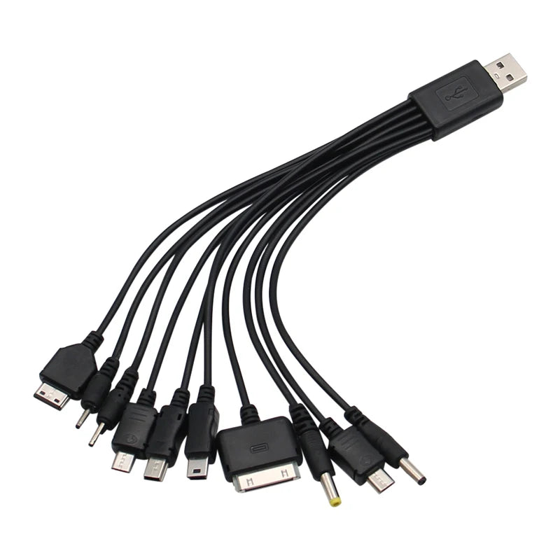 10-in-1 Multi-Head USB Charging Cable - Universal Multi-Port Phone Charger Cord for Samsung, Nokia & More